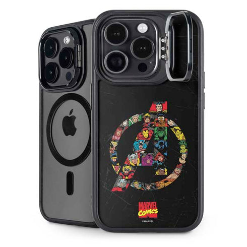 Marvel Classic Comics Avengers Logo iPhone 15 Pro Kickstand Case